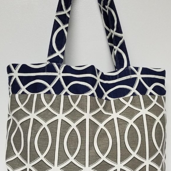 Handmade Grey & Navy Tote Bag - Picture 4 of 4